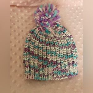 Capelli New York Girls’s Crochet Crocheted Beanie Hat Pastel 7” Across Pom Pom